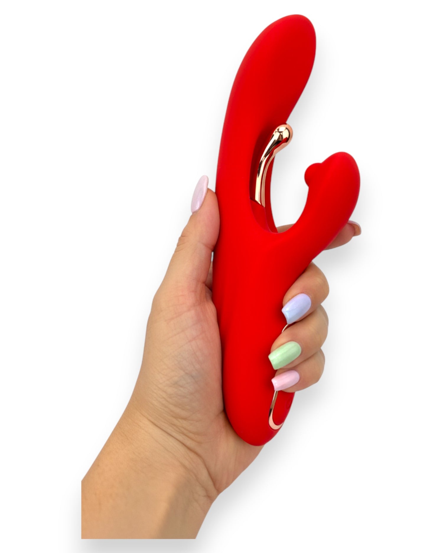 Vibrador Luxe Stick Glow & Vibe con doble estimulación para punto G y clítoris, 9 funciones y diseño elegante.