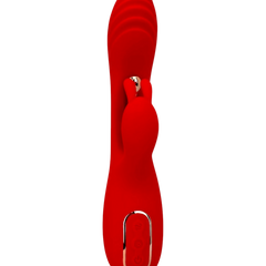 Vibrador Ruby Pulse Glow & Vibe con succionador tipo conejo y estimulador móvil de punto G.