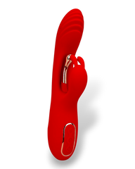 Vibrador Ruby Pulse Glow & Vibe con succionador tipo conejo y estimulador móvil de punto G.