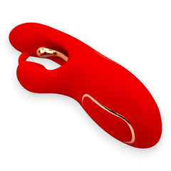 Vibrador Ruby Pulse Glow & Vibe con succionador tipo conejo y estimulador móvil de punto G.