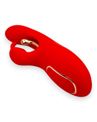 Vibrador Ruby Pulse Glow & Vibe con succionador tipo conejo y estimulador móvil de punto G.