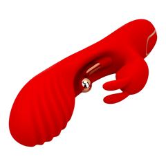 Vibrador Ruby Pulse Glow & Vibe con succionador tipo conejo y estimulador móvil de punto G.