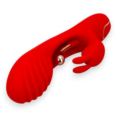 Vibrador Ruby Pulse Glow & Vibe con succionador tipo conejo y estimulador móvil de punto G.