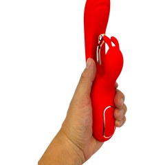 Vibrador Ruby Pulse Glow & Vibe con succionador tipo conejo y estimulador móvil de punto G.
