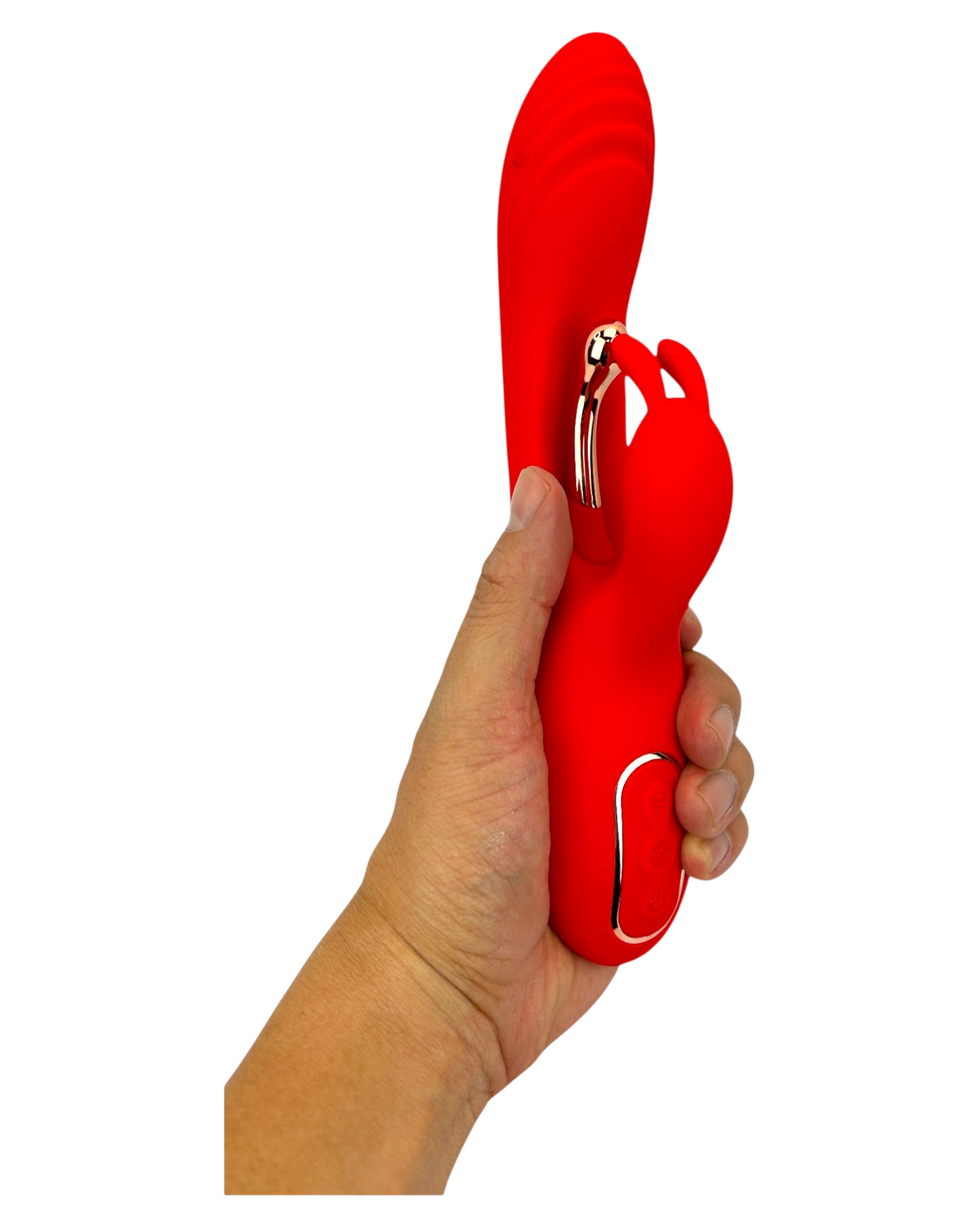 Vibrador Ruby Pulse Glow & Vibe con succionador tipo conejo y estimulador móvil de punto G.