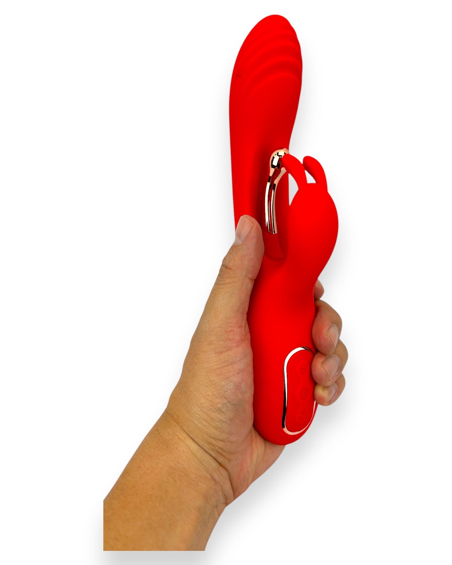 Vibrador Ruby Pulse Glow & Vibe con succionador tipo conejo y estimulador móvil de punto G.