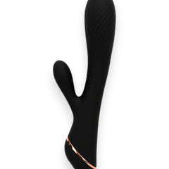 Vibrador Black Pulse Glow & Vibe con doble estimulación de punto G y clítoris, recargable y resistente al agua.
