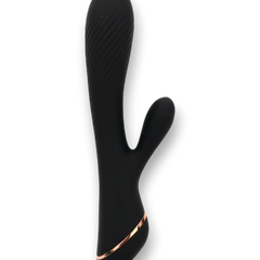 Vibrador Black Pulse Glow & Vibe con doble estimulación de punto G y clítoris, recargable y resistente al agua.