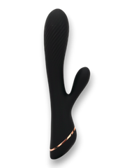 Vibrador Black Pulse Glow & Vibe con doble estimulación de punto G y clítoris, recargable y resistente al agua.