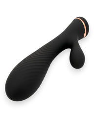 Vibrador Black Pulse Glow & Vibe con doble estimulación de punto G y clítoris, recargable y resistente al agua.