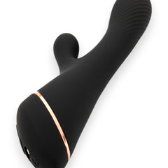 Vibrador Black Pulse Glow & Vibe con doble estimulación de punto G y clítoris, recargable y resistente al agua.
