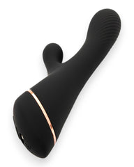 Vibrador Black Pulse Glow & Vibe con doble estimulación de punto G y clítoris, recargable y resistente al agua.