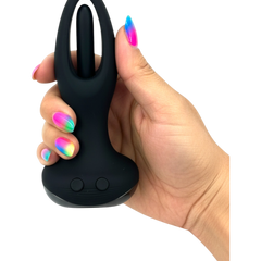 Tappy Plug Glow & Vibe con estimulador móvil de punto G, dilatador anal y control remoto, recargable y de silicón suave.