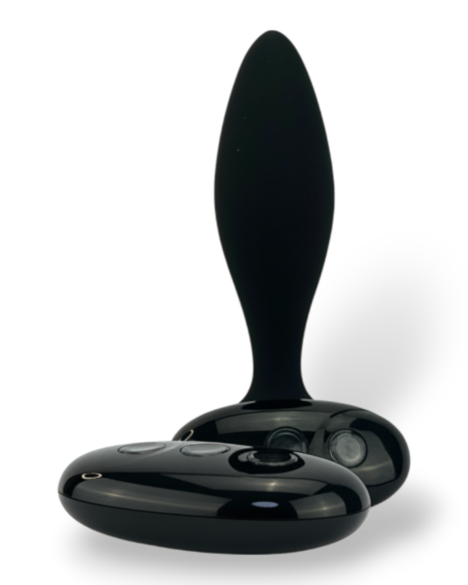 Noir Pulse Glow & Vibe, dilatador anal con control remoto, 10 funciones y carga magnética, hecho de silicón suave y elegante.
