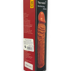 Titan Skin Sleeve Glow & Vibe, funda extensora de pene con textura realista de Magic Flesh y 4 cm de extensión.