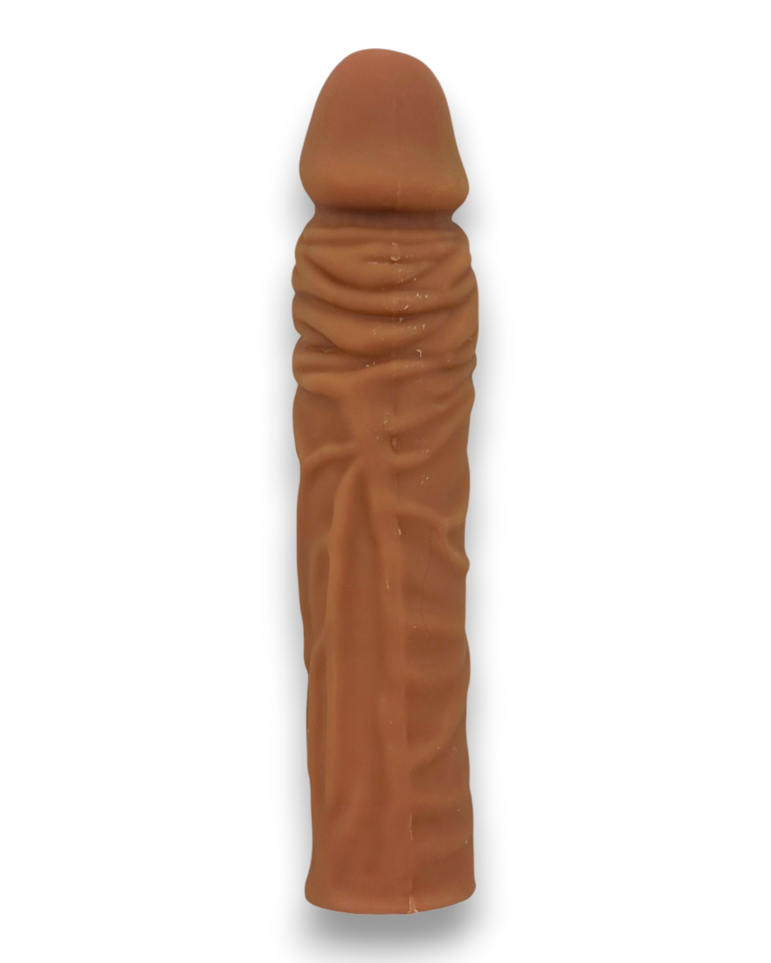 Titan Skin Sleeve Glow & Vibe, funda extensora de pene con textura realista de Magic Flesh y 4 cm de extensión.