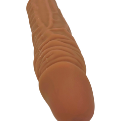 Titan Skin Sleeve Glow & Vibe, funda extensora de pene con textura realista de Magic Flesh y 4 cm de extensión.