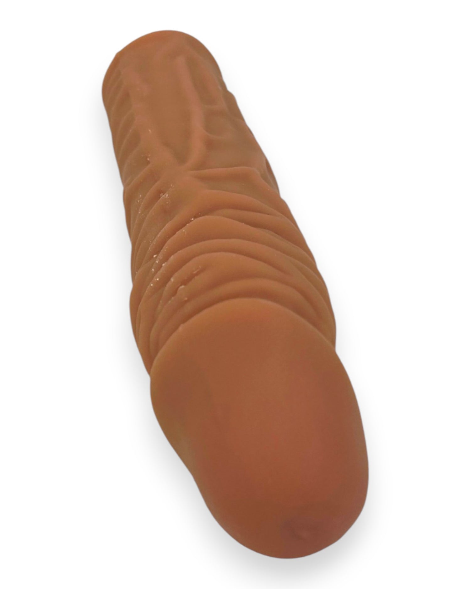 Titan Skin Sleeve Glow & Vibe, funda extensora de pene con textura realista de Magic Flesh y 4 cm de extensión.