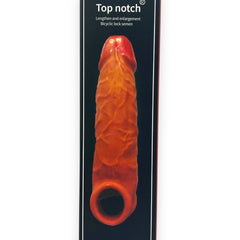 Mega Grip Sleeve Glow & Vibe, funda extensora realista de Magic Flesh con soporte para testículos y textura estimulante.
