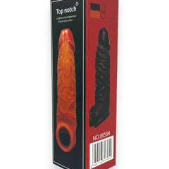 Mega Grip Sleeve Glow & Vibe, funda extensora realista de Magic Flesh con soporte para testículos y textura estimulante.
