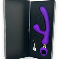 Vibrador Lusty Ring con succión, punto G y plug anal, diseño elegante Glow & Vibe.