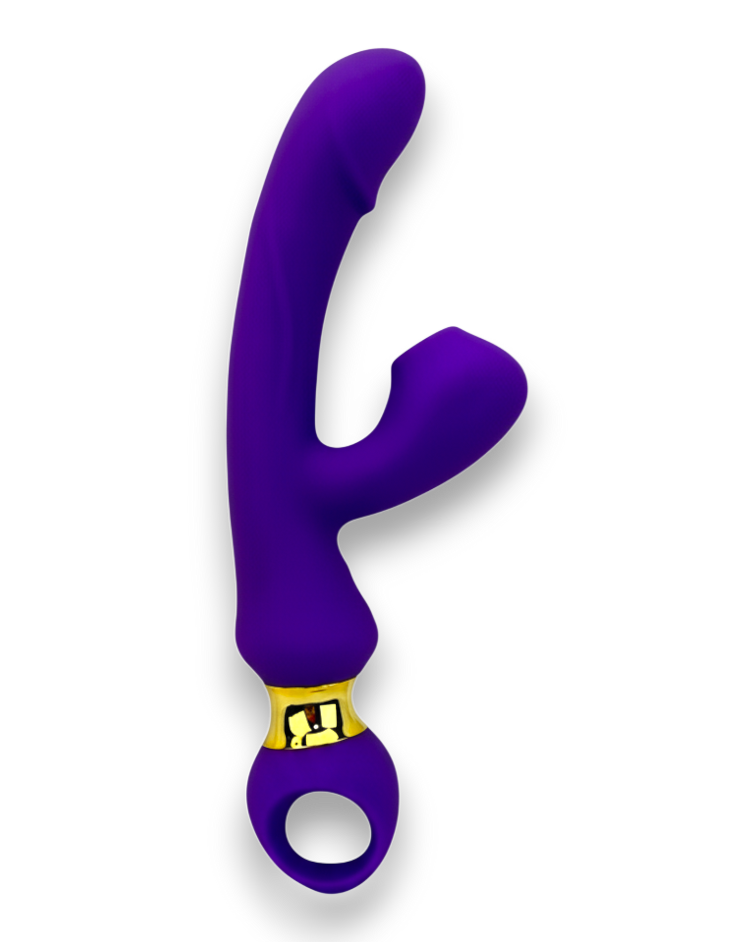 Vibrador Lusty Ring con succión, punto G y plug anal, diseño elegante Glow & Vibe.