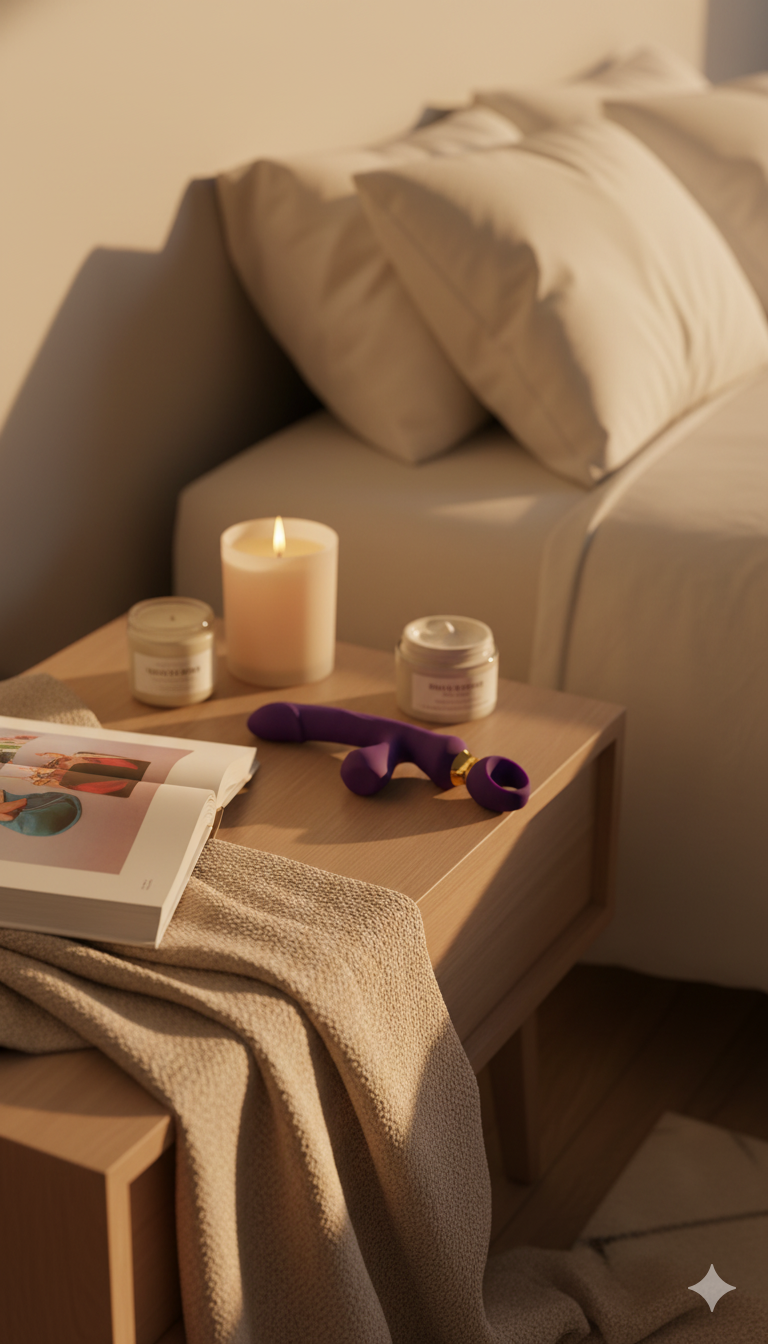 Vibrador Lusty Ring con succión, punto G y plug anal, diseño elegante Glow & Vibe.