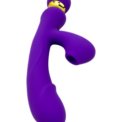 Vibrador Lusty Ring con succión, punto G y plug anal, diseño elegante Glow & Vibe.