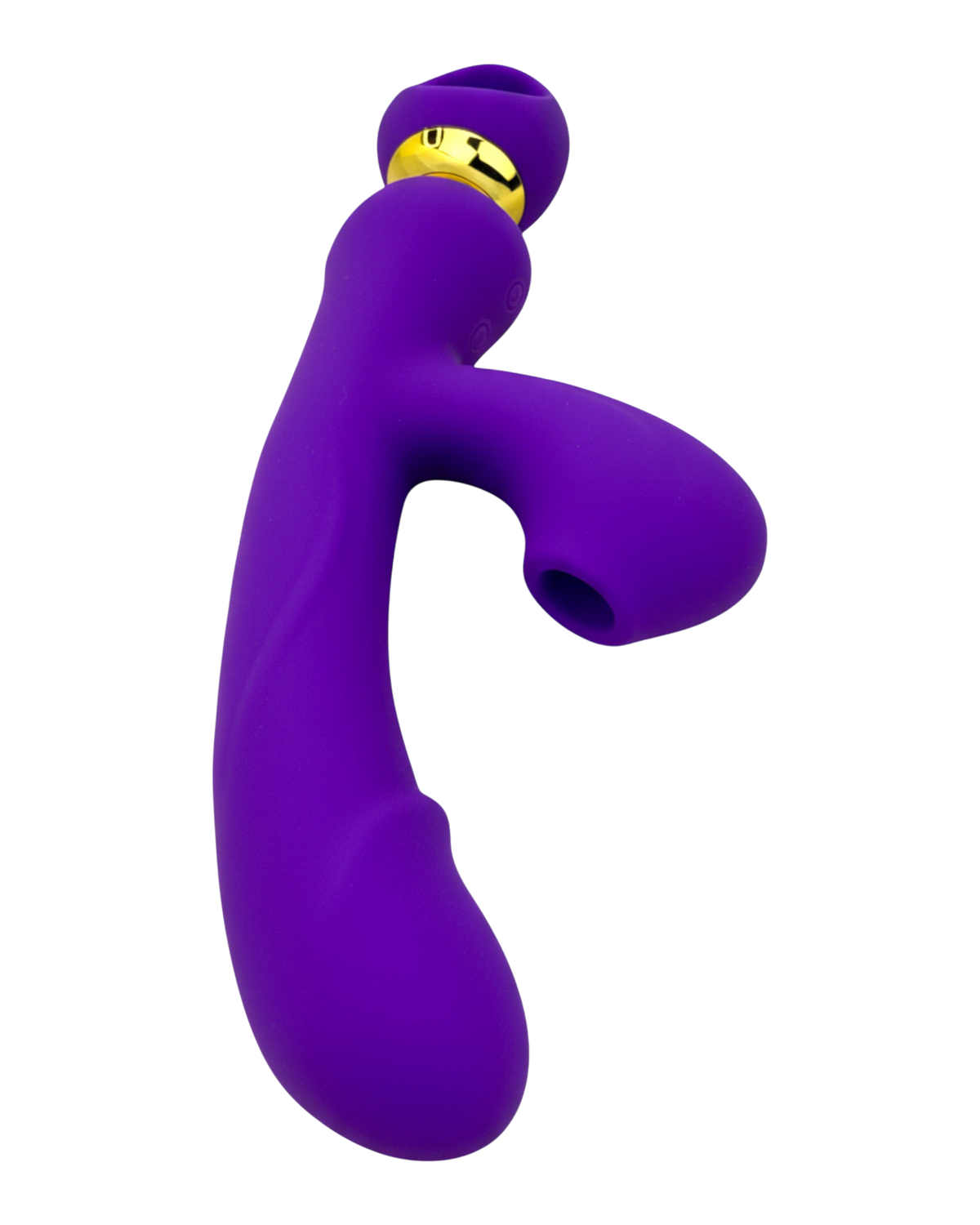 Vibrador Lusty Ring con succión, punto G y plug anal, diseño elegante Glow & Vibe.