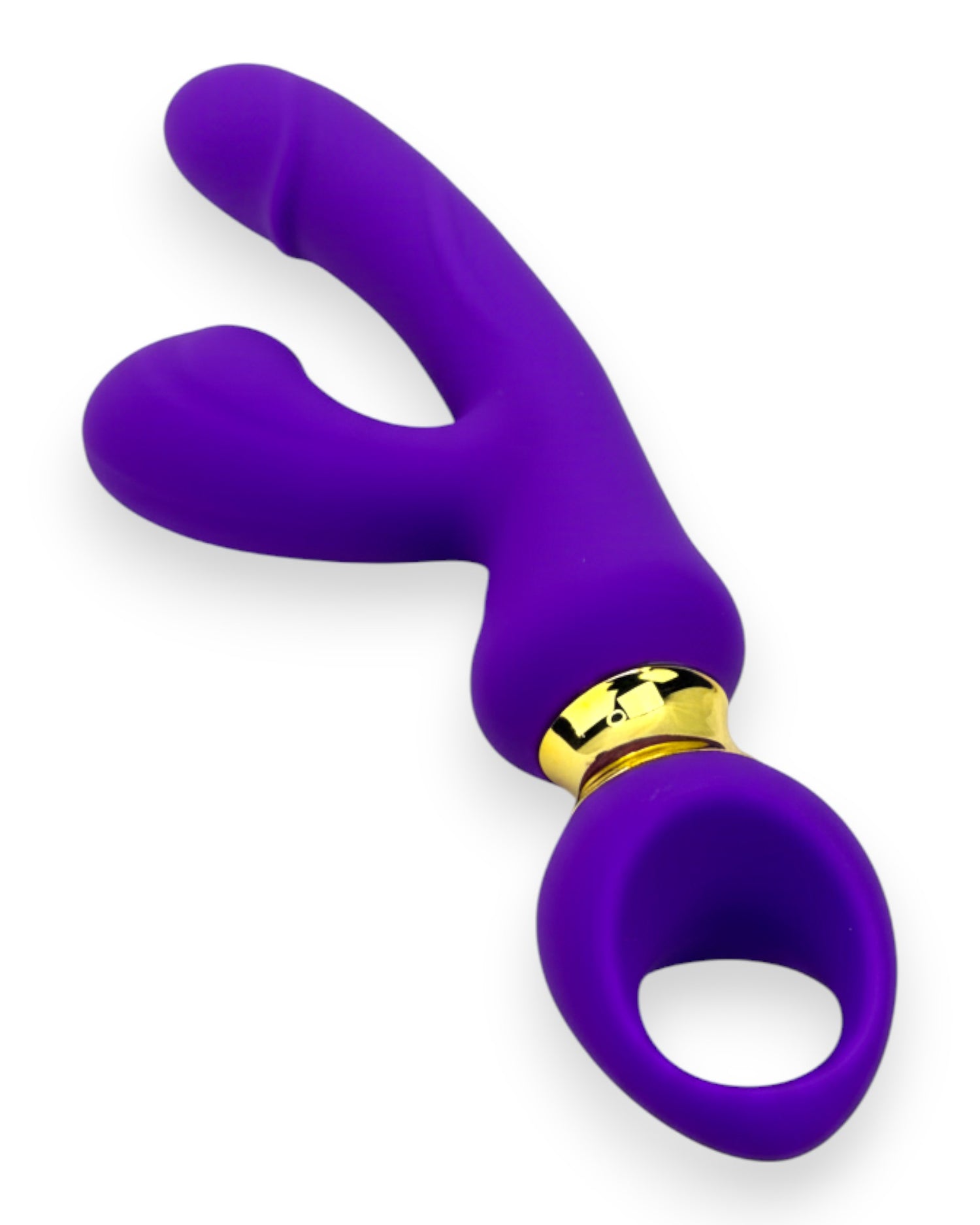 Vibrador Lusty Ring con succión, punto G y plug anal, diseño elegante Glow & Vibe.