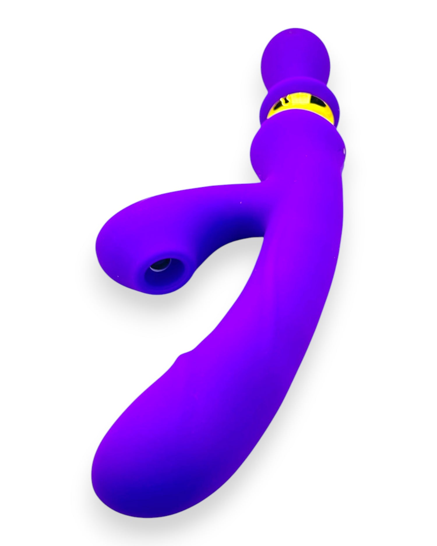 Vibrador Intense Destiny con succión clitorial, punto G y plug anal integrado Glow & Vibe.