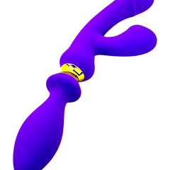 Vibrador Intense Destiny con succión clitorial, punto G y plug anal integrado Glow & Vibe.