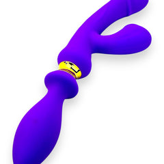 Vibrador Intense Destiny con succión clitorial, punto G y plug anal integrado Glow & Vibe.