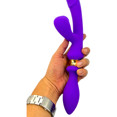 Vibrador Intense Destiny con succión clitorial, punto G y plug anal integrado Glow & Vibe.