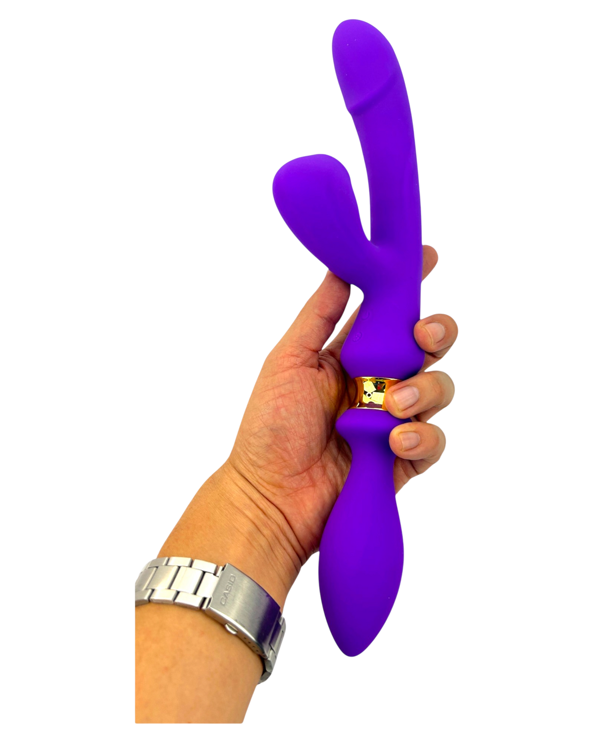 Vibrador Intense Destiny con succión clitorial, punto G y plug anal integrado Glow & Vibe.