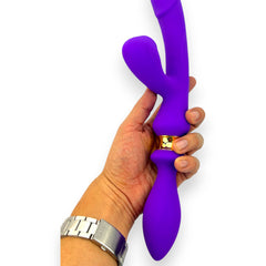 Vibrador Intense Destiny con succión clitorial, punto G y plug anal integrado Glow & Vibe.