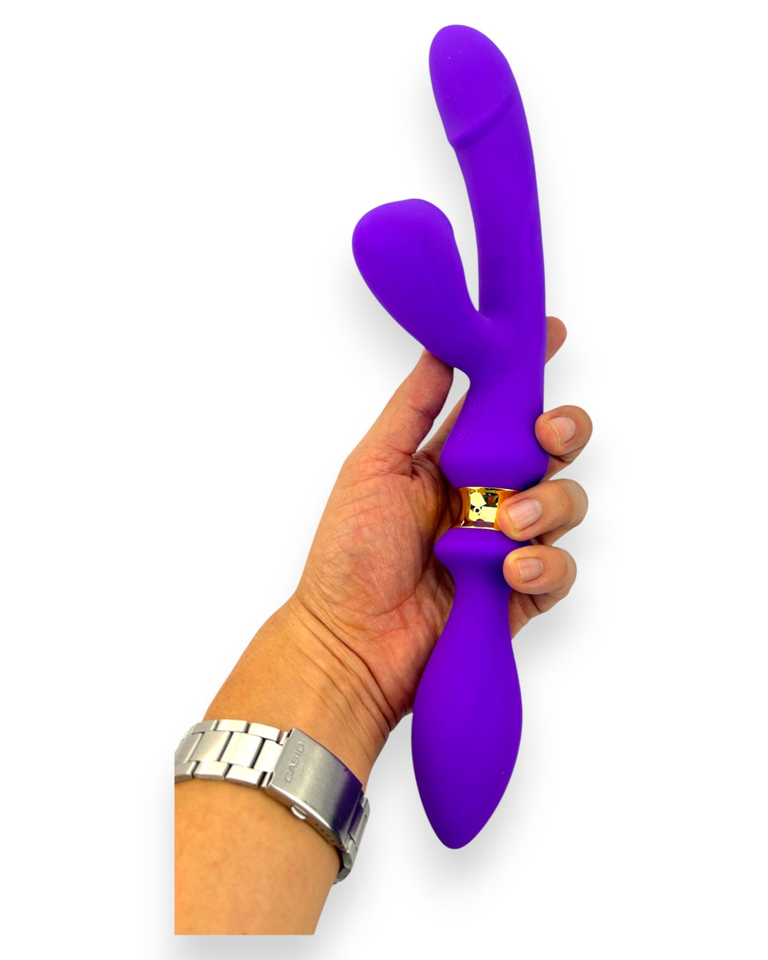 Vibrador Intense Destiny con succión clitorial, punto G y plug anal integrado Glow & Vibe.