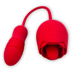 Vibrador Rosa Luxe con lengua estimuladora y pistón de 11 cm, diseño elegante y potente Glow & Vibe.
