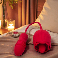 Vibrador Rosa Luxe con lengua estimuladora y pistón de 11 cm, diseño elegante y potente Glow & Vibe.