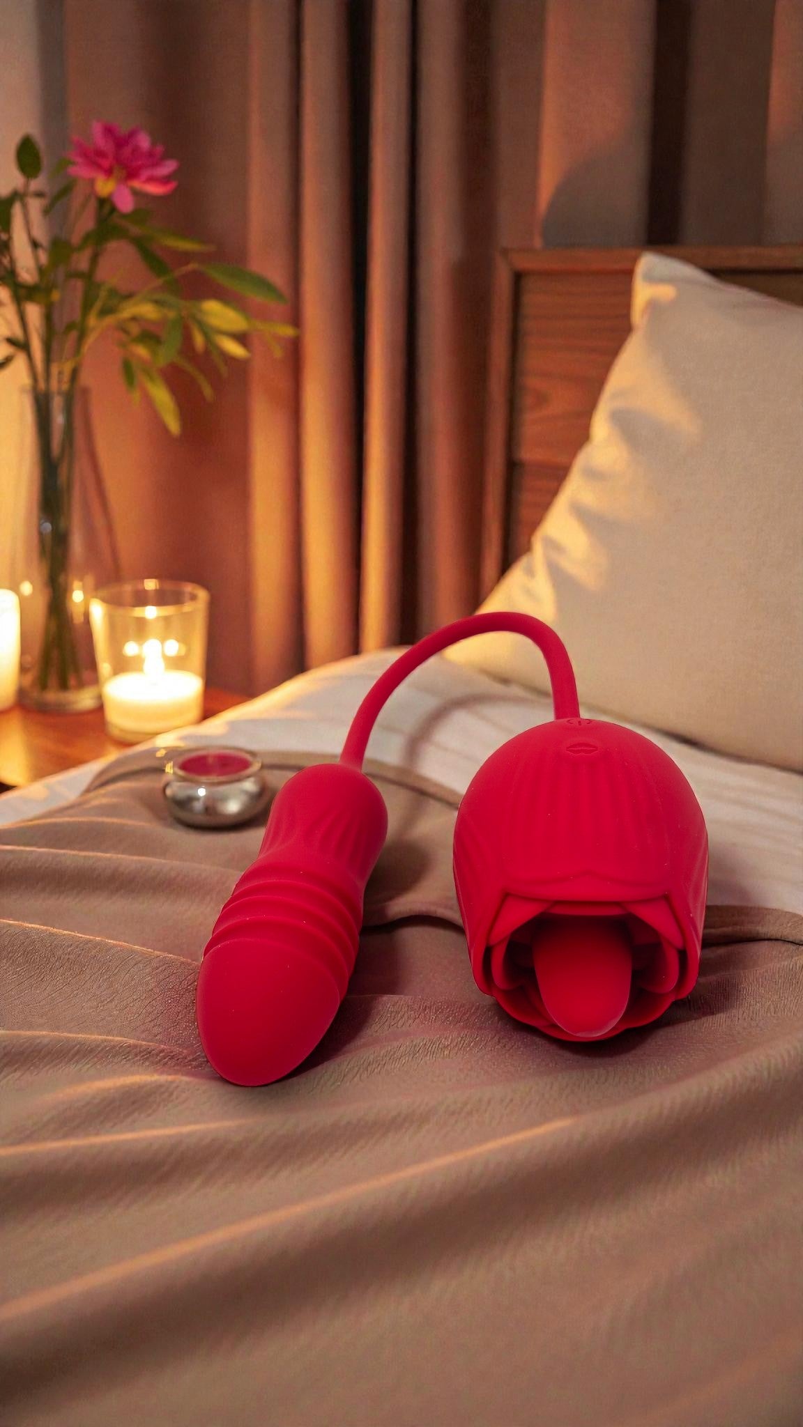 Vibrador Rosa Luxe con lengua estimuladora y pistón de 11 cm, diseño elegante y potente Glow & Vibe.