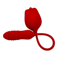 Vibrador Rosa Luxe con lengua estimuladora y pistón de 11 cm, diseño elegante y potente Glow & Vibe.