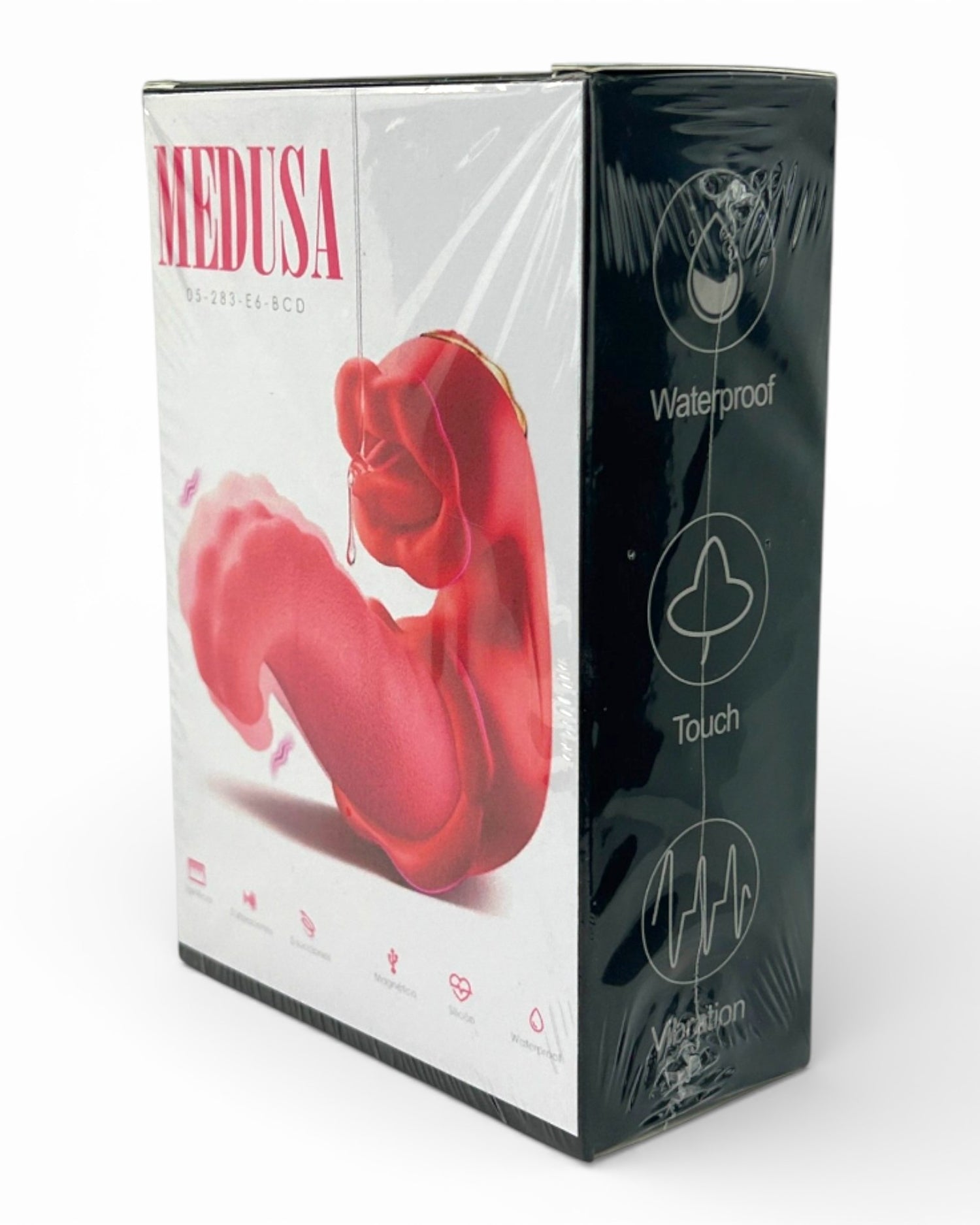 Doble vibrador Medusa Massage con estimulador de lengua y diseño vaginal de movimientos fuertes, Glow & Vibe.