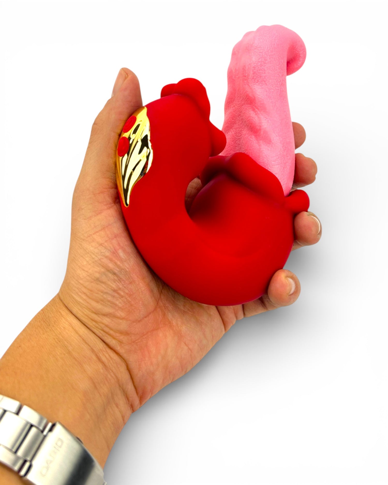 Doble vibrador Medusa Massage con estimulador de lengua y diseño vaginal de movimientos fuertes, Glow & Vibe.