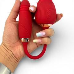 Vibrador Rosa Stroker con pistón, succionador y 10 funciones de vibración Glow & Vibe.