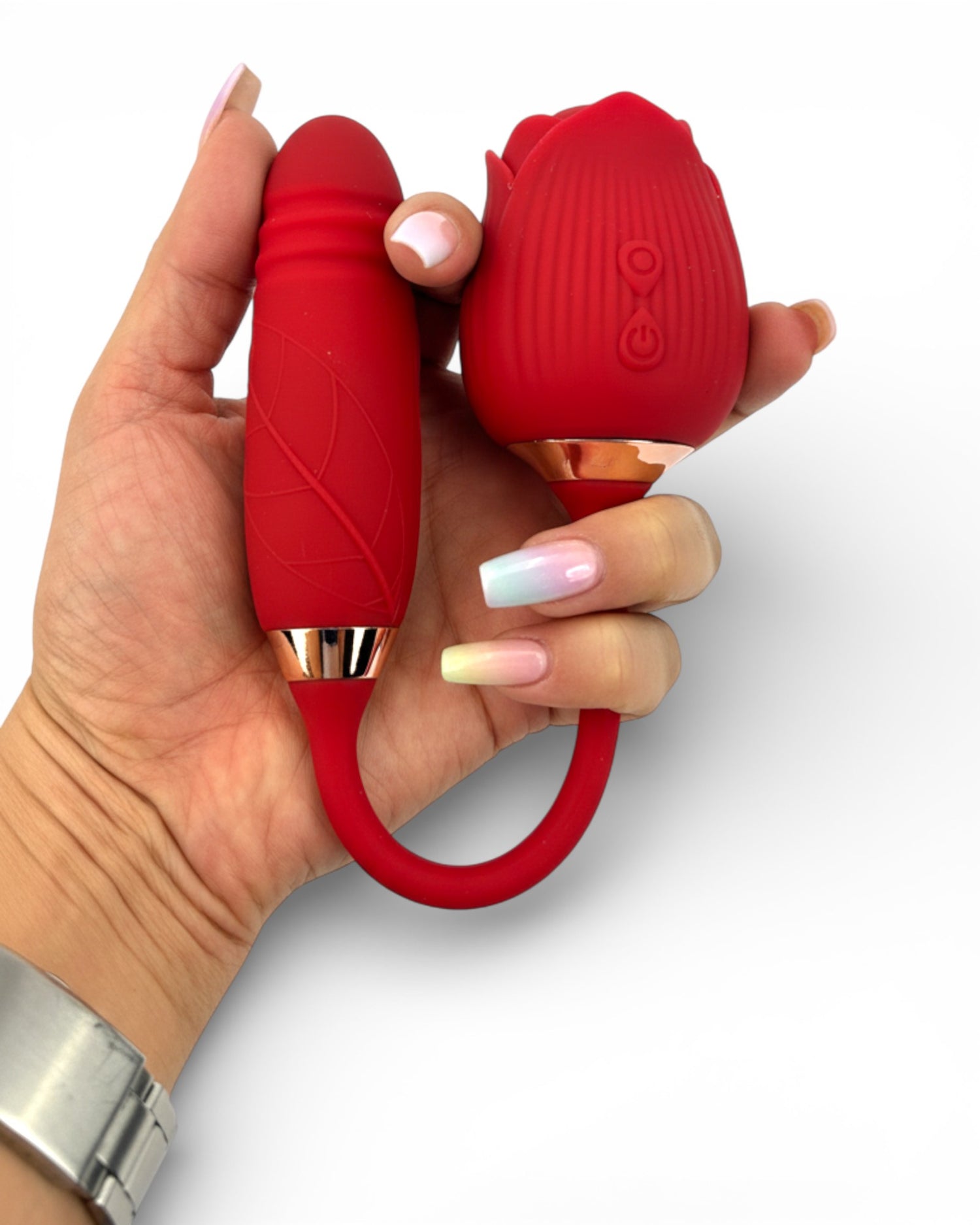 Vibrador Rosa Stroker con pistón, succionador y 10 funciones de vibración Glow & Vibe.