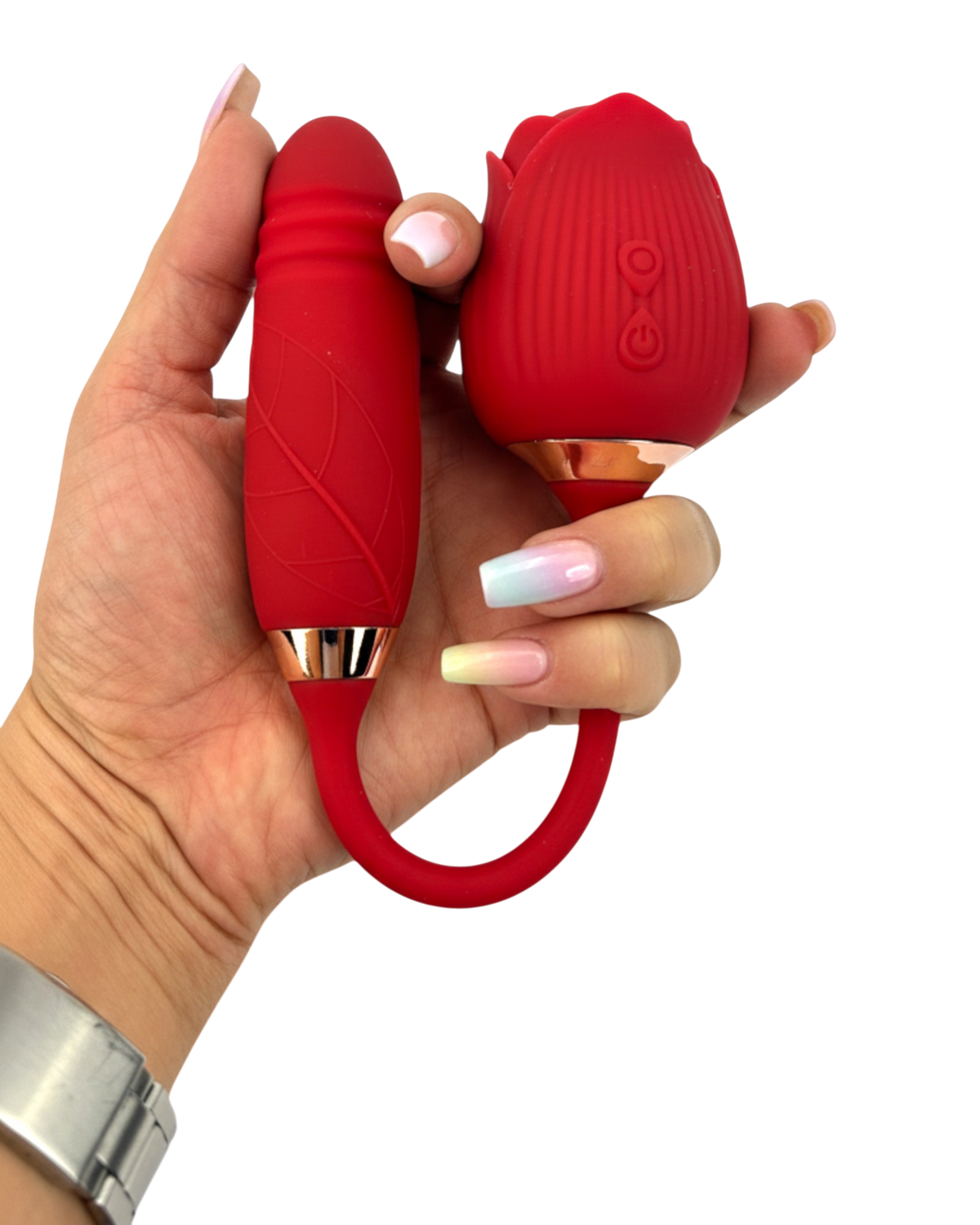 Vibrador Rosa Stroker con pistón, succionador y 10 funciones de vibración Glow & Vibe.