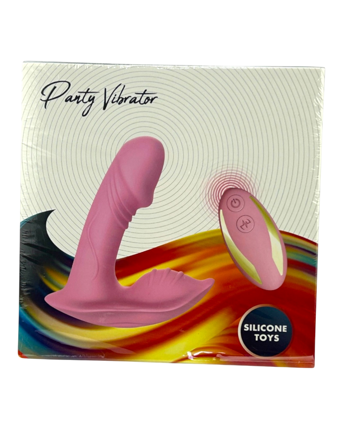 Vibrador Party Vibe con estimulador clitorial, diseño elegante y colorido Glow & Vibe.