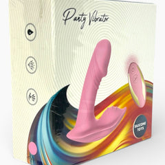 Vibrador Party Vibe con estimulador clitorial, diseño elegante y colorido Glow & Vibe.
