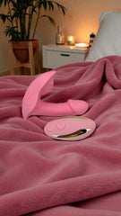 Vibrador Party Vibe con estimulador clitorial, diseño elegante y colorido Glow & Vibe.