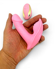 Vibrador Party Vibe con estimulador clitorial, diseño elegante y colorido Glow & Vibe.